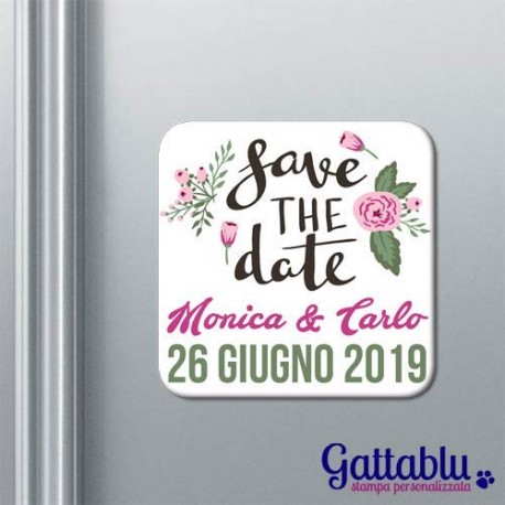 Calamita Save The Date Floral Idea Bomboniera Matrimonio Personalizzabile Con Nomi Degli Sposi E Data