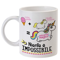 Tazza "Niente è impossibile" unicorno kawaii e cono gelato