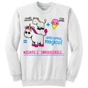 Felpa girocollo "Niente è impossibile" unicorno kawaii e cono gelato