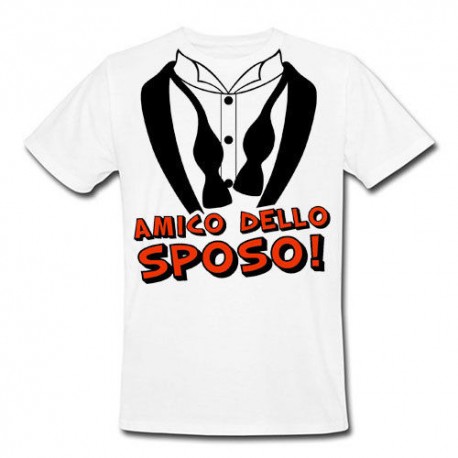 T-shirt uomo "Amico dello Sposo" camicia e cravattino, idea regalo per addio al celibato!