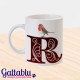 Tazza con la tua lettera iniziale ed uccellino pettirosso vintage shabby chic