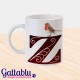 Tazza con la tua lettera iniziale ed uccellino pettirosso vintage shabby chic