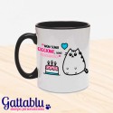 Tazza "Non sono ciccione, sono morbidoso!" gatto grasso kawaii, nera