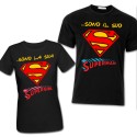 T-shirt di coppia lui e lei "Sono il suo superman - Sono la sua supergirl", San Valentino