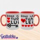 Set 2 tazze di coppia "Sono il tuo lui - Sono la tua lei" rosse