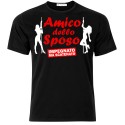 T-shirt uomo "Amico dello Sposo (impegnato ma scatenato)", addio al celibato! nera