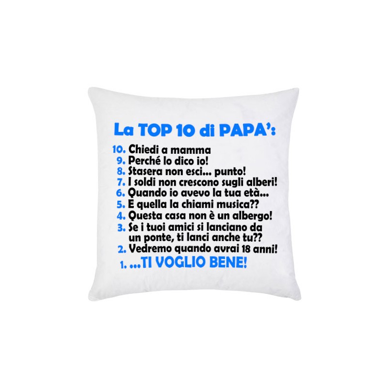Federa per cuscino La top 10 di papà!, idea regalo per la festa del papà