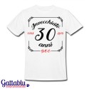 T-shirt uomo compleanno "Invecchiato 30 anni D.O.C." personalizzabile con data di nascita, bianca