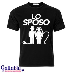 T-shirt uomo "Lo sposo", frusta e palla al piede, addio al celibato!