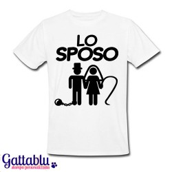 T-shirt uomo "Lo sposo", frusta e palla al piede, addio al celibato!