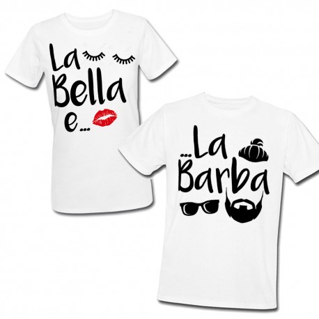 T-shirt di coppia lui e lei "La Bella e la Barba"