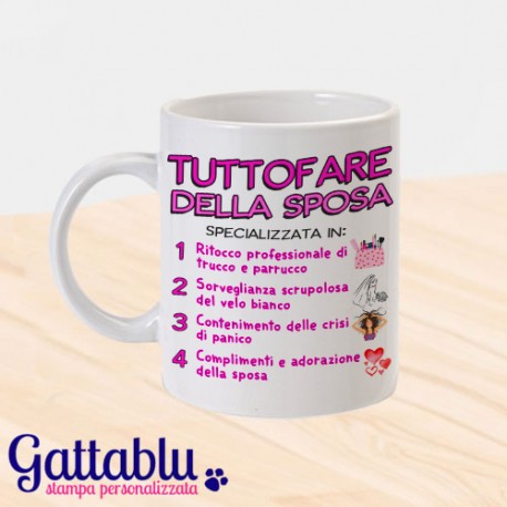 Tazza "Tuttofare della sposa" idea regalo festa di addio al nubilato