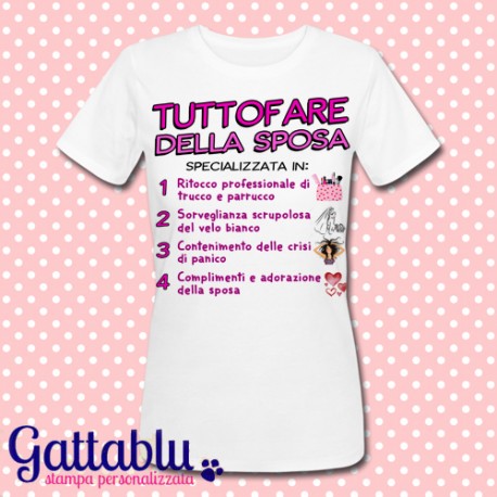 T-shirt donna "Tuttofare della sposa" idea regalo festa di addio al nubilato