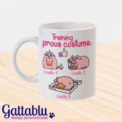 Tazza "Training prova costume" gatti ciccioni kawaii