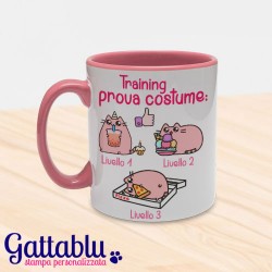 Tazza color "Training prova costume" gatti ciccioni kawaii