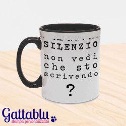 Tazza color "Silenzio: non vedi che sto scrivendo?" macchina da scrivere, idea regalo per uno scrittore