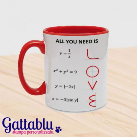 Tazza color "All you need is LOVE" formule ed equazioni matematiche