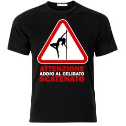 T-shirt uomo "Attenzione Addio al Celibato Scatenato"