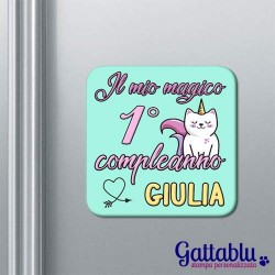 Calamita di compleanno Gattino unicorno PERSONALIZZABILE con il nome e gli anni! Idea per bomboniera!