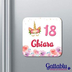 Calamita di compleanno Unicorno Glitter PERSONALIZZABILE con il nome e gli anni! Idea per bomboniera!