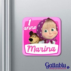 Calamita di compleanno Bimba e Orso PERSONALIZZABILE con il nome e gli anni! Idea per bomboniera!