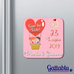 Calamita Save The Date Mongolfiera, idea bomboniera matrimonio PERSONALIZZABILE con nomi degli sposi e data!