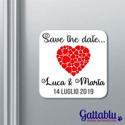 Calamita Save The Date Cuore, idea bomboniera matrimonio PERSONALIZZABILE con nomi degli sposi e data!