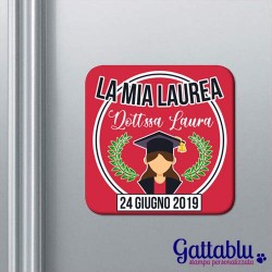 Calamita La mia Laurea - femminile, idea bomboniera laurea PERSONALIZZABILE con il nome e la data!