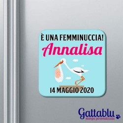 Calamita E' una femminuccia! Idea bomboniera per una nascita, PERSONALIZZABILE CON NOME E DATA