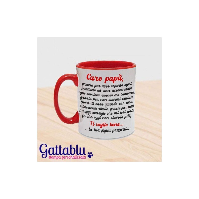 Tazza mug 11 oz Caro papà dedica divertente da parte di figlia femmina, Ti  voglio bene