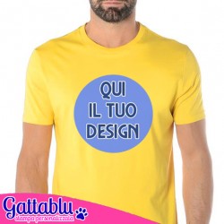 T-shirt uomo CON STAMPA PERSONALIZZABILE, stampa il tuo logo o il tuo design! Colore giallo.