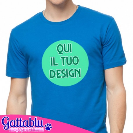 T-shirt uomo CON STAMPA PERSONALIZZABILE, stampa il tuo logo o il tuo design! Colore blu royal.