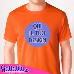 T-shirt uomo CON STAMPA PERSONALIZZABILE, stampa il tuo logo o il tuo design! Colore arancione.