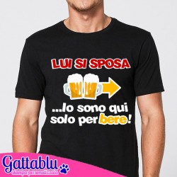 T-shirt uomo Addio al Celibato: lui si sposa, io sono qui solo per bere! Amico dello sposo! Freccia a sinistra!