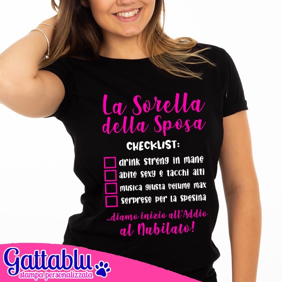 T-shirt donna La Sorella della sposa: checklist! Idea regalo per