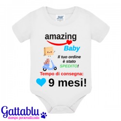 Gattablu Body neonato Nonni siete pronti? Sto arrivando! Annuncio  gravidanza personalizzato con soprannome o nome del bimbo! (3 mesi) :  : Moda