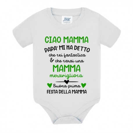 Body bodino neonato bimbo o bimba Buona prima festa della mamma! Scritte verdi!