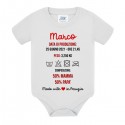 Body bimbo bimba neonato neonata Made with Love personalizzato con nome, data e ora di nascita, peso, città! 50% mamma e papà!