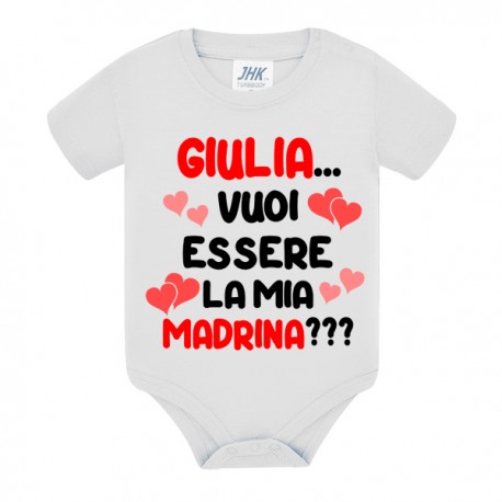 Body bimbo bimba neonato neonata Vuoi essere la mia madrina? Personalizzato con il nome! Cuoricini!