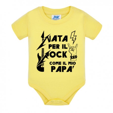 Body bimba giallo Nata per il rock come il mio papà!