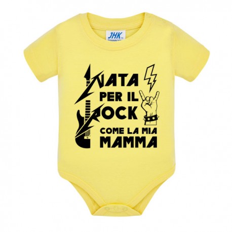 Body bimba giallo Nata per il rock come la mia mamma!