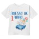 T-shirt bimbo e bimba Adesso ho 1 anno, primo compleanno animaletti! Puoi cambiare il numero di anni!