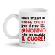 Tazza mug 11 oz Caffè caldo per mio nonno che mi scalda il cuore, personalizzata con nome nipote o nipoti! Festa dei nonni!