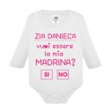 Body neonato bimbo e bimba manica lunga Zia vuoi essere la mia madrina? SI o NO, personalizzato con nome!