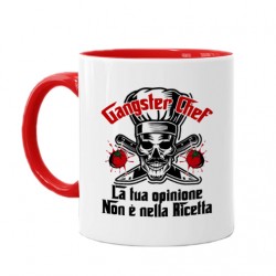 Tazza mug 11 oz color rossa Gangster Chef, la tua opinione non è nella ricetta! Divertente idea regalo per cuoco!