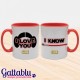 Set 2 tazze di coppia "I love you - I know" Star Love, inspired, idea regalo San Valentino, rosse