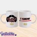 Set 2 tazze di coppia "I love you - I know" Star Love, inspired, idea regalo San Valentino