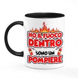 Tazza mug 11 oz color nera Ho il fuoco dentro, sono un pompiere! Idea regalo vigile del fuoco!