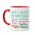 Tazza mug 11 oz color rossa Latte e biscotti per Babbo Natale con amore, personalizzata con nome o nomi!