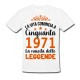 T-Shirt Maglietta Uomo Compleanno La Vita comincia a 50 anni, la nascita delle leggende! Personalizzata con anni e data!